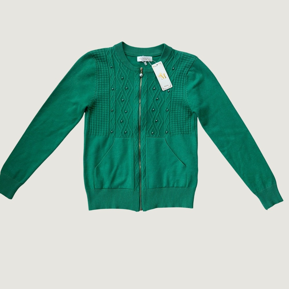 Minjing Zip Up Cardigan Womens Small Green New